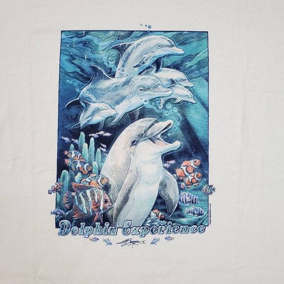 Vtg Discovery Cove Shirt Mens Large White Dolphin Experience Graphic Ocean Tee - Picture 3 of 9